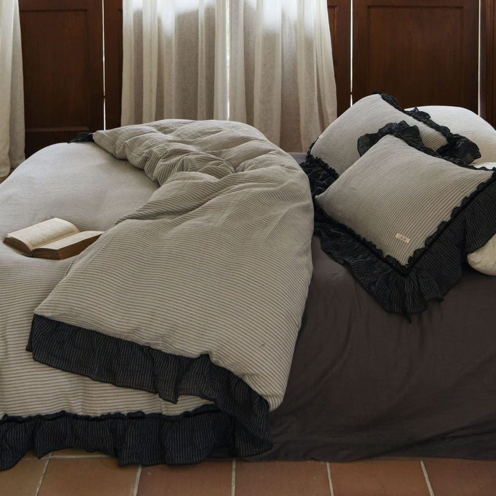 Stripe Ruffle Lace Bedding Bundle