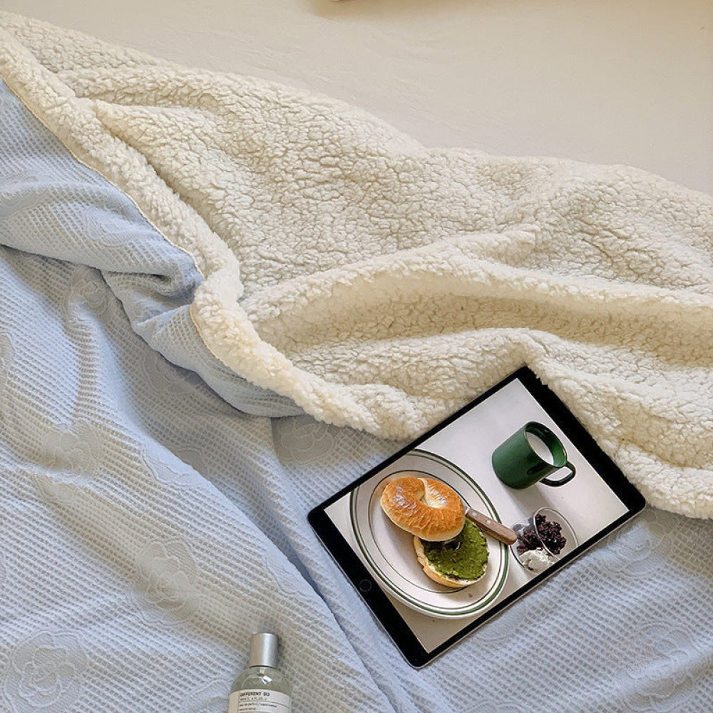 Plush Floral Fleece Blanket / Pumpkin Burnt Orange