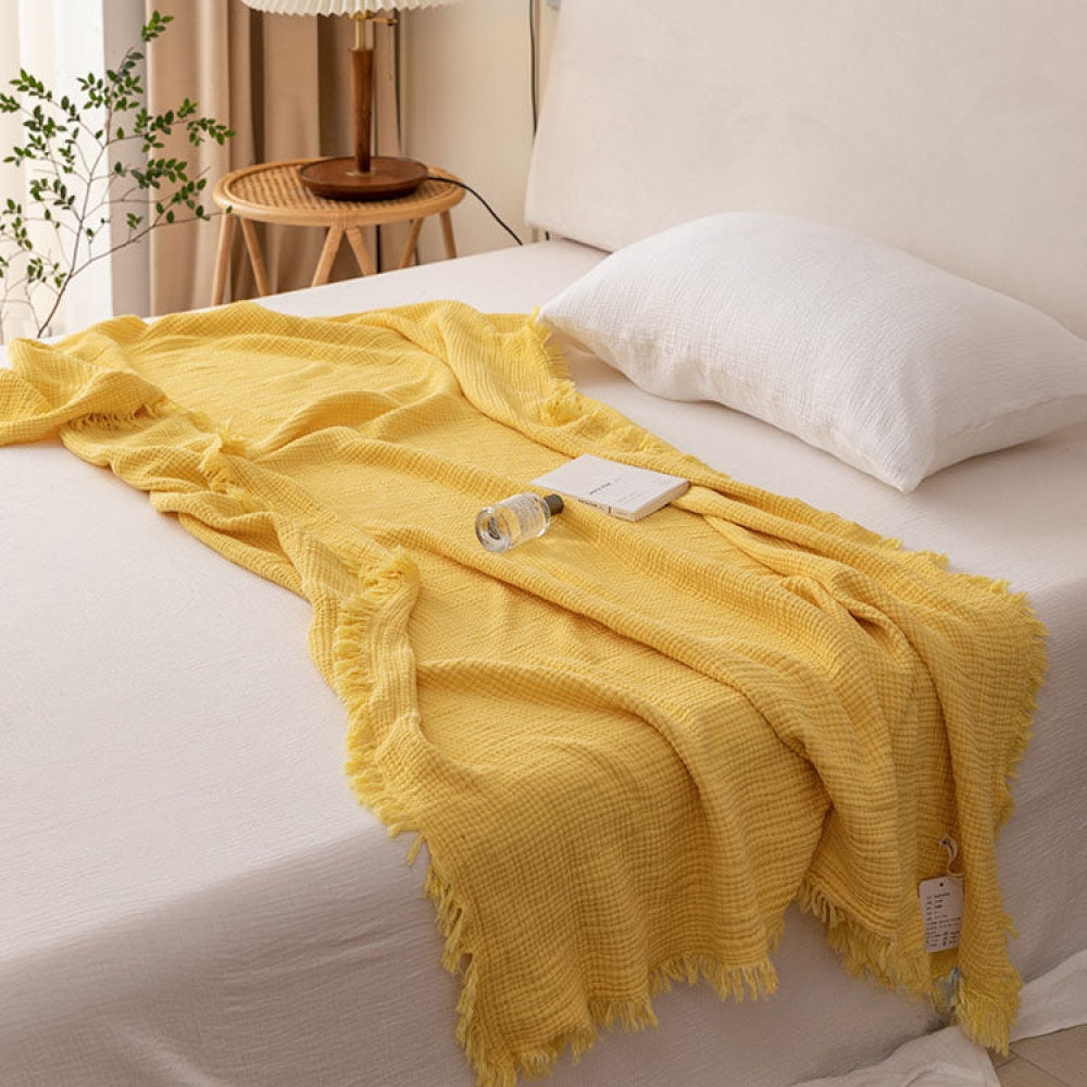 Earth Tone Cotton Blanket / Turmeric Yellow