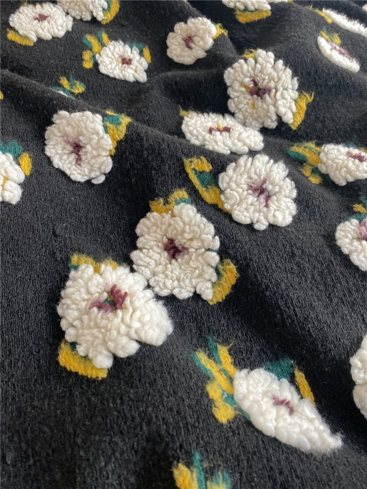 Floral Wool Velvet Blanket / Beige