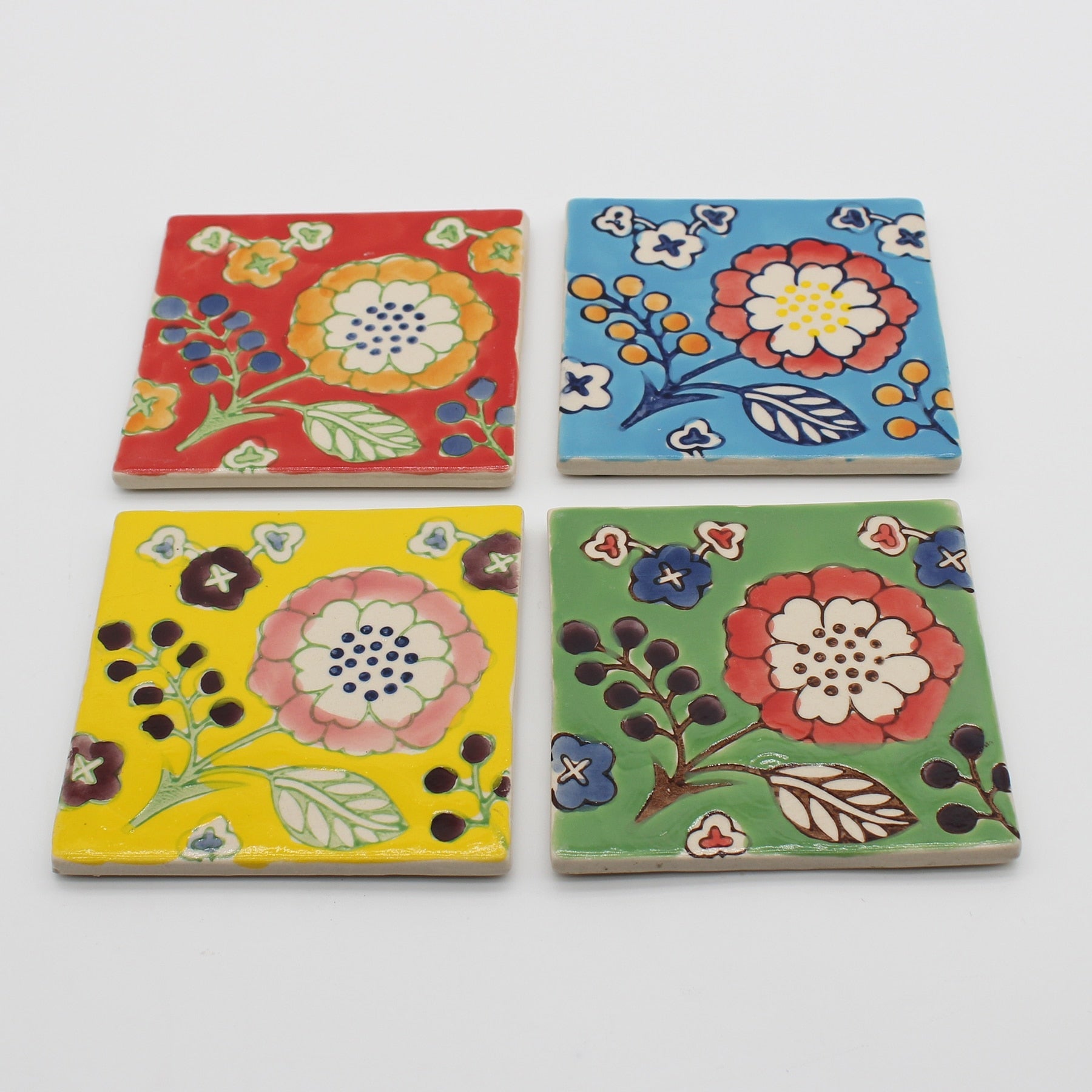 Ceramic Floral Tile Coasters