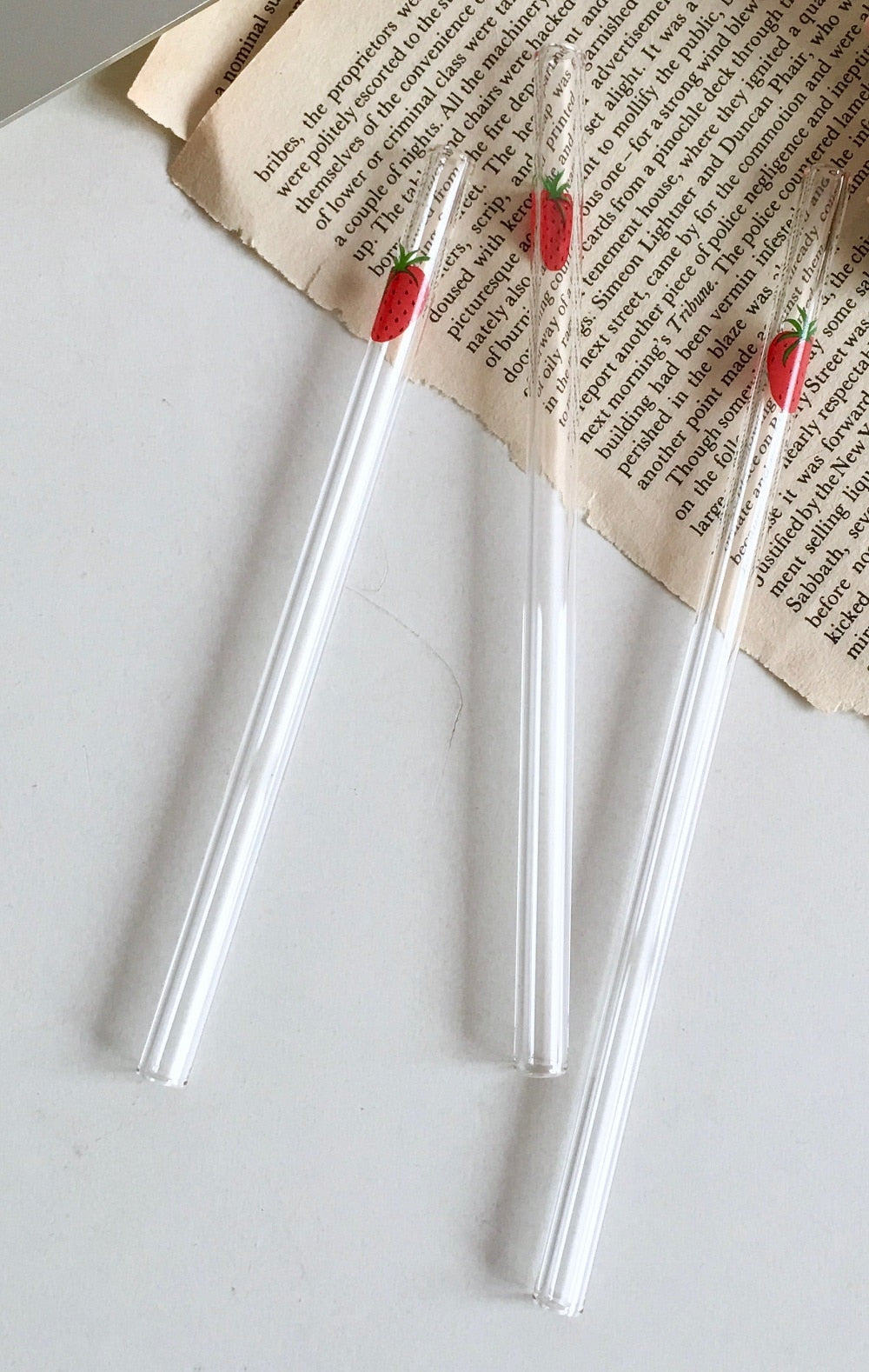 Strawberry Glass With Straw