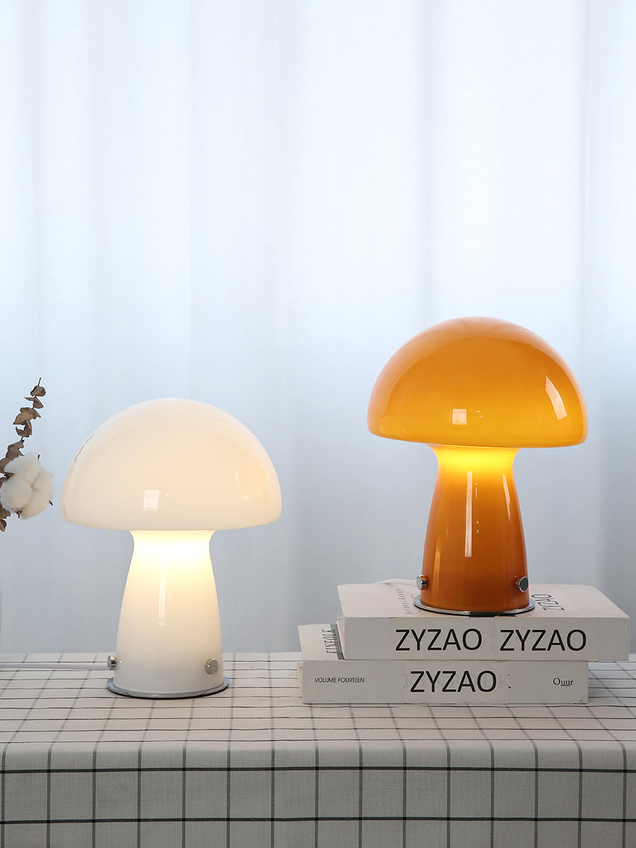 Danish Glass Mushroom Table Lamp