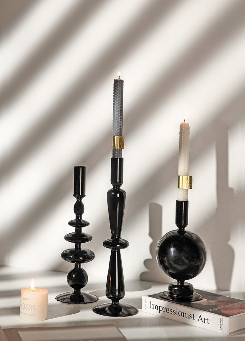 Retro Black Candle Holder