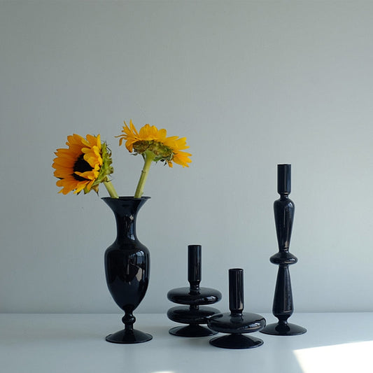 Black Sculptural Glass Vase