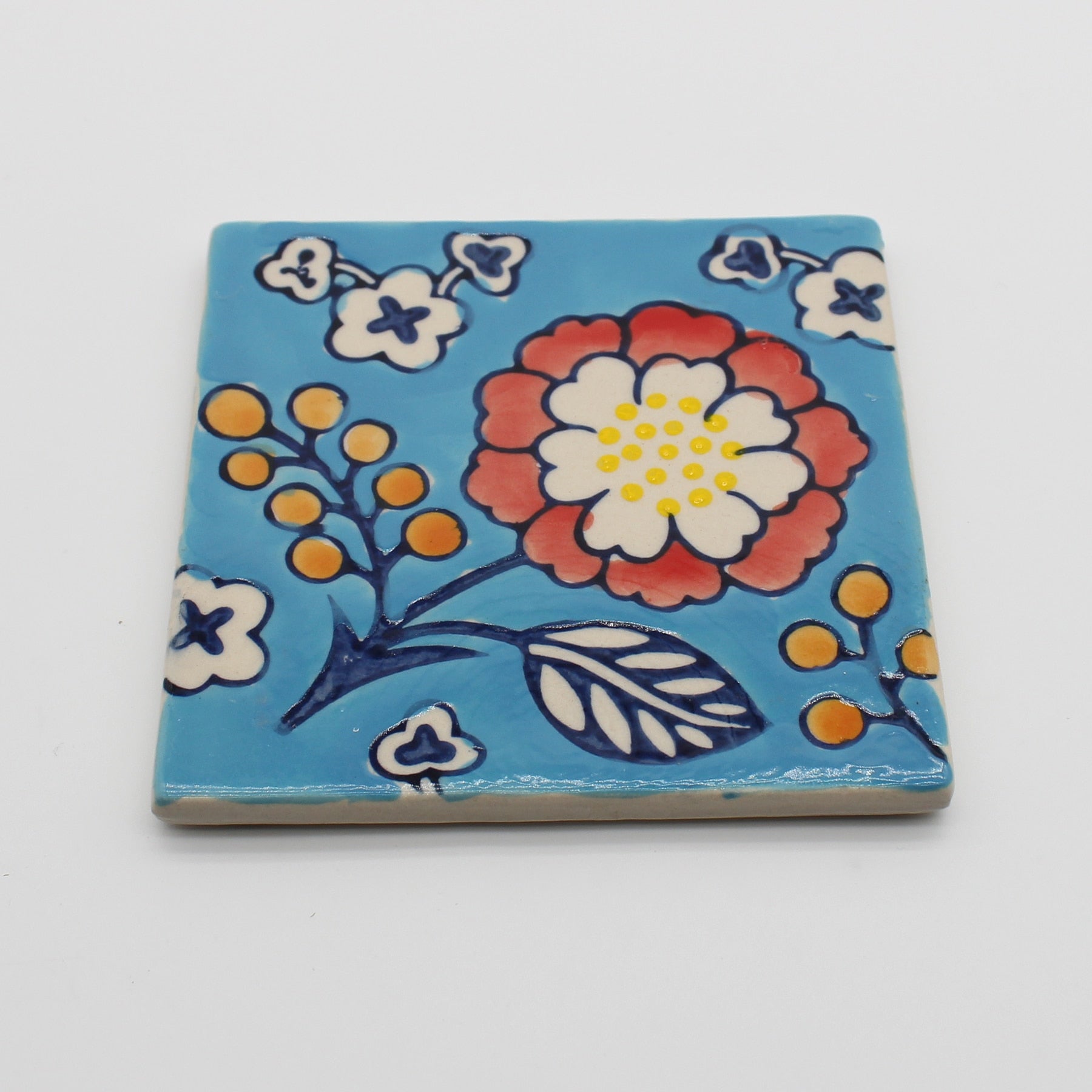 Ceramic Floral Tile Coasters