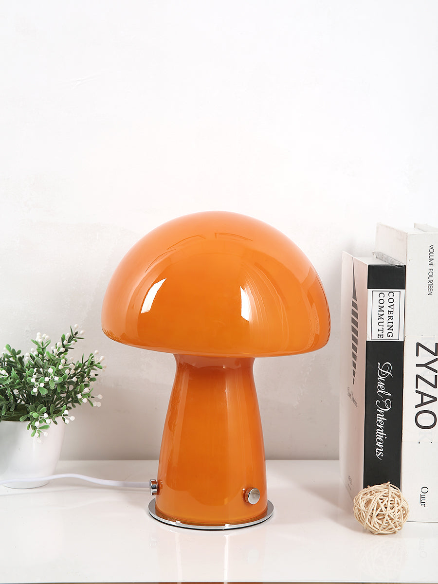 Danish Glass Mushroom Table Lamp