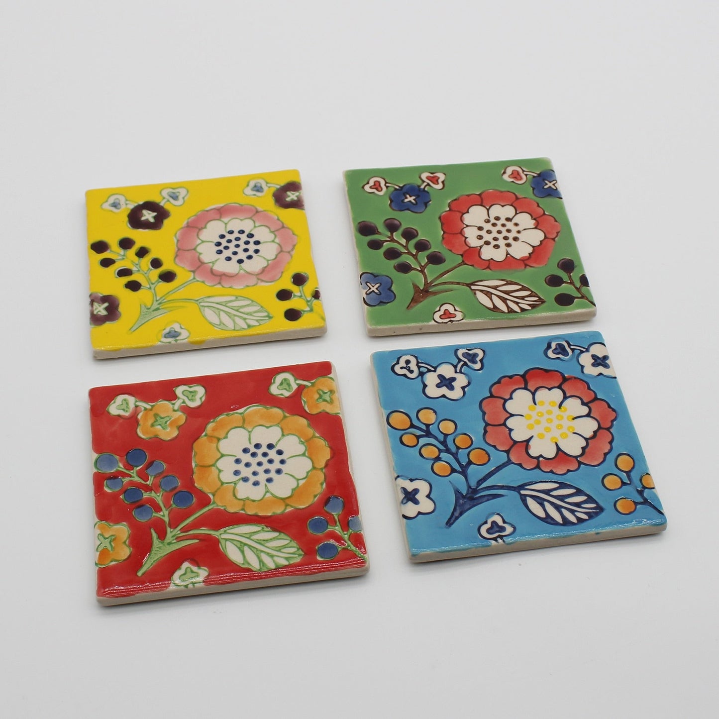 Ceramic Floral Tile Coasters