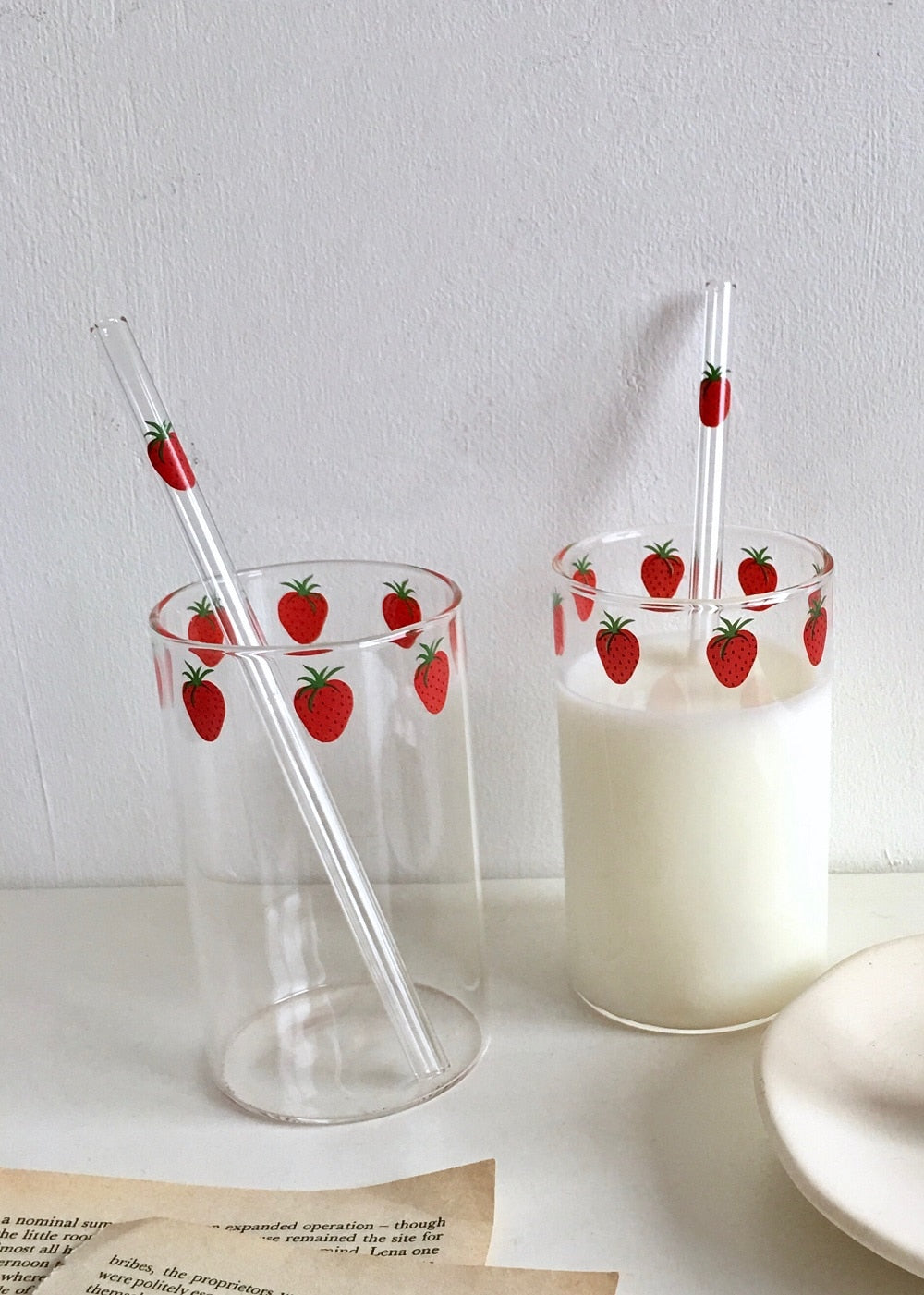 Strawberry Glass With Straw