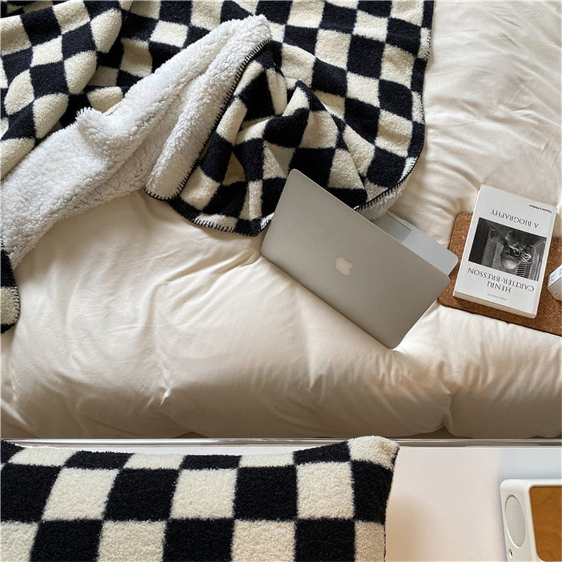 Cozy Checkerboard Fleece Blanket