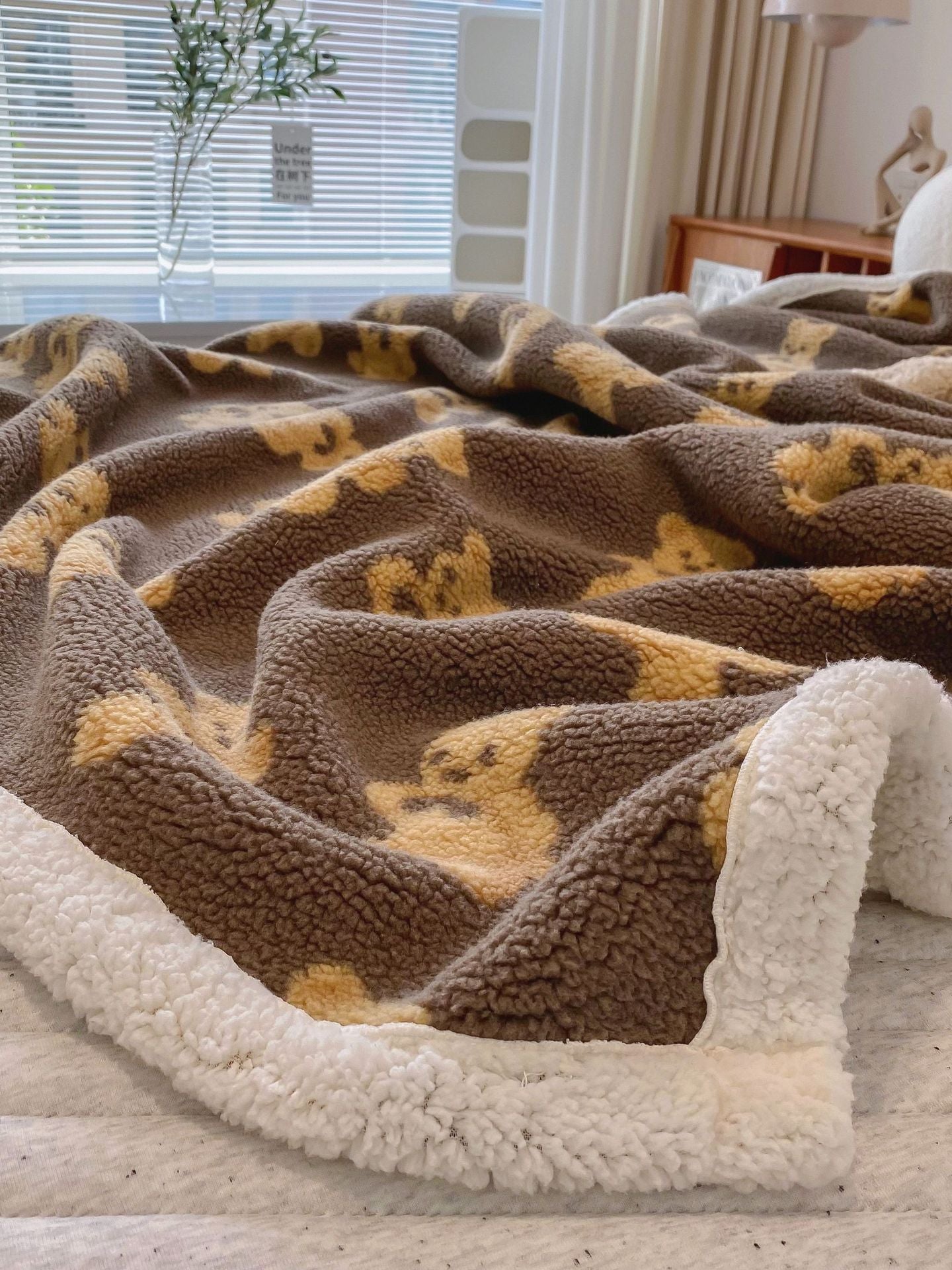 Fleece Knitted Teddy Blanket