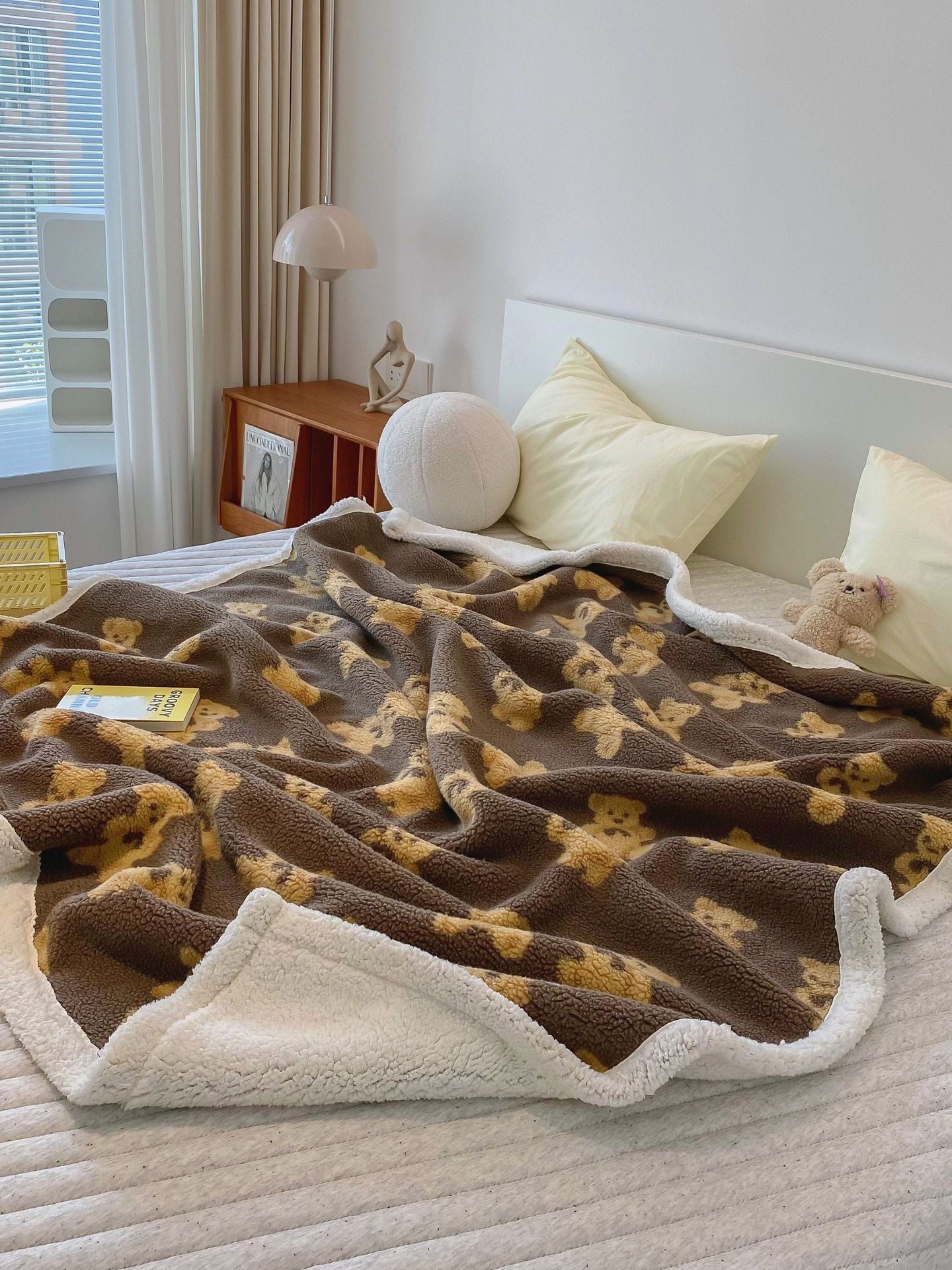 Fleece Knitted Teddy Blanket