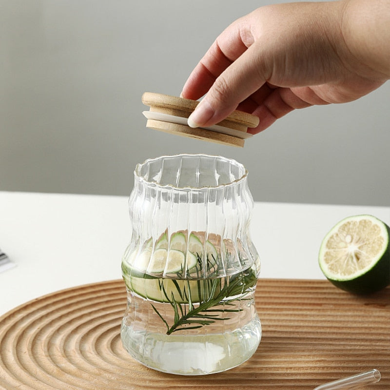 Glass Tumbler With Straw and Lid