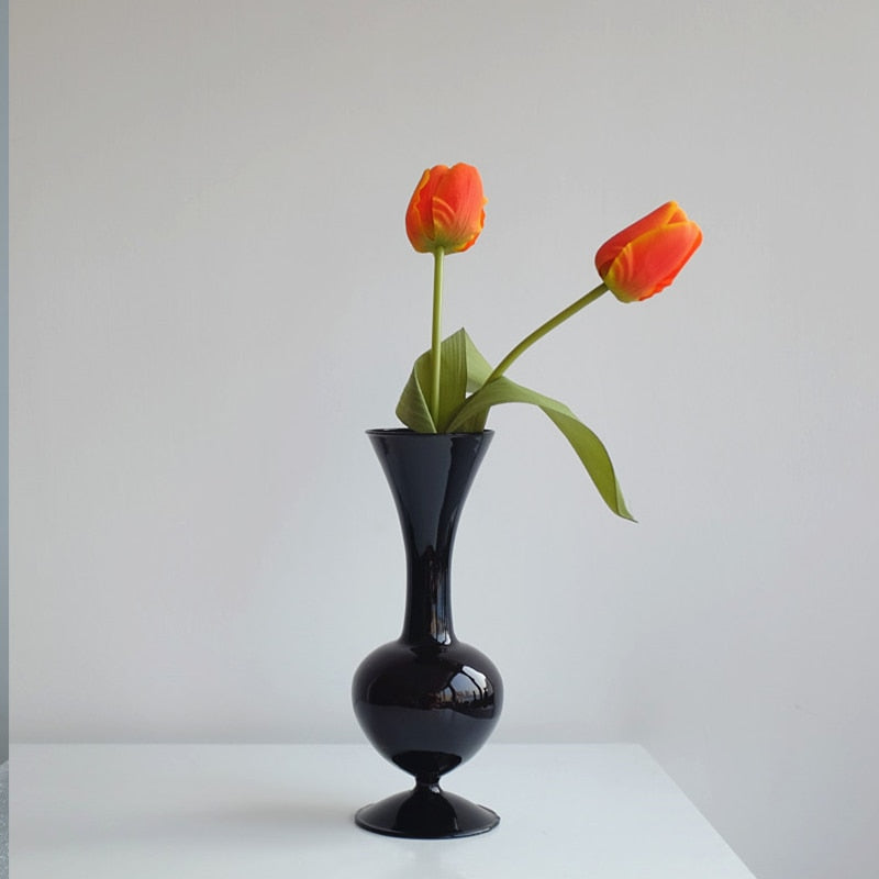 Black Sculptural Glass Vase