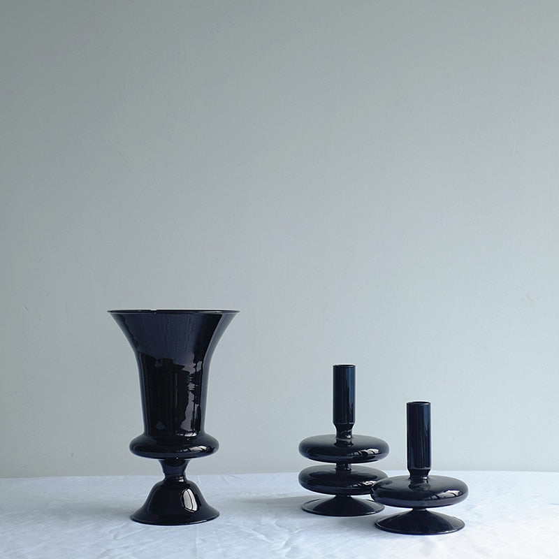 Black Sculptural Glass Vase