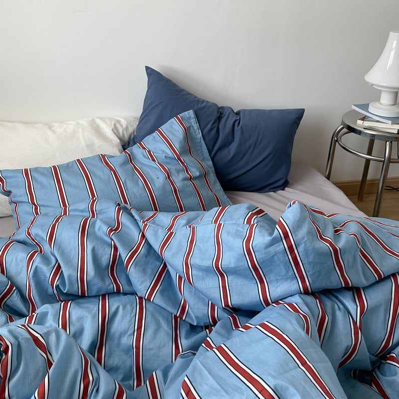 100% Cotton Blue Striped Sheet Set