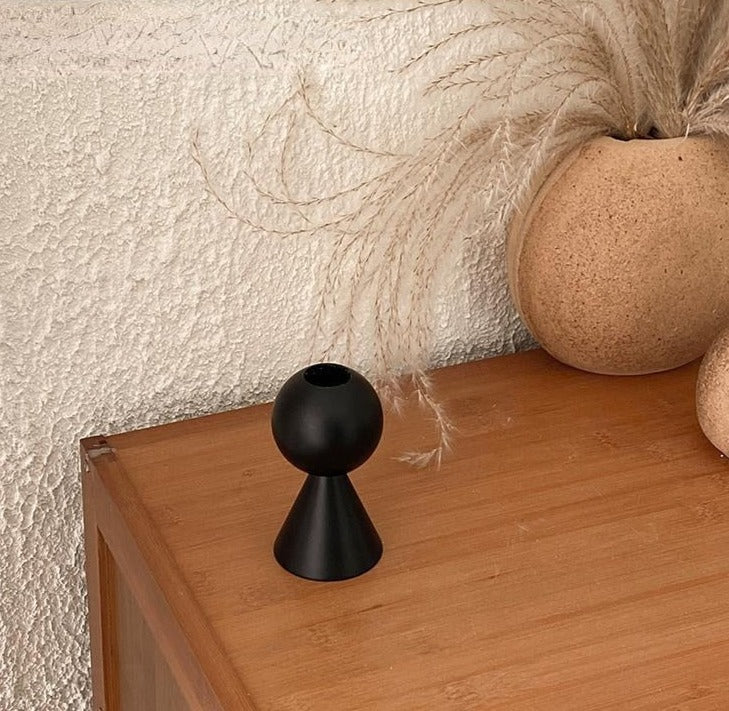 Black Wooden Candlestick Holder