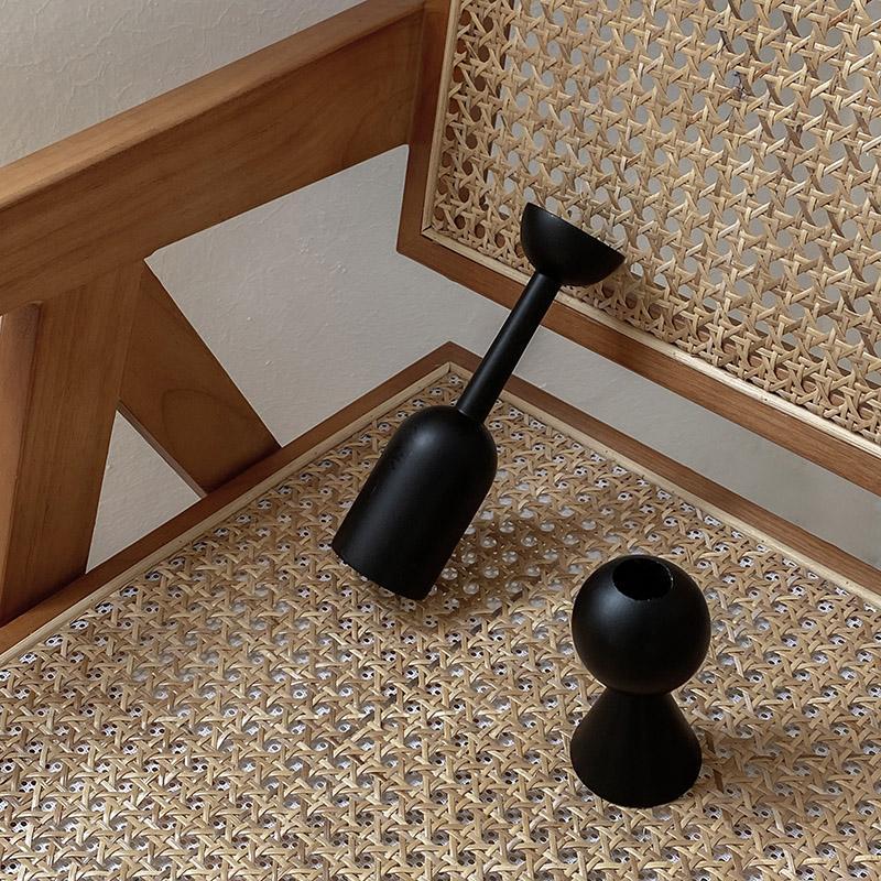 Black Wooden Candlestick Holder