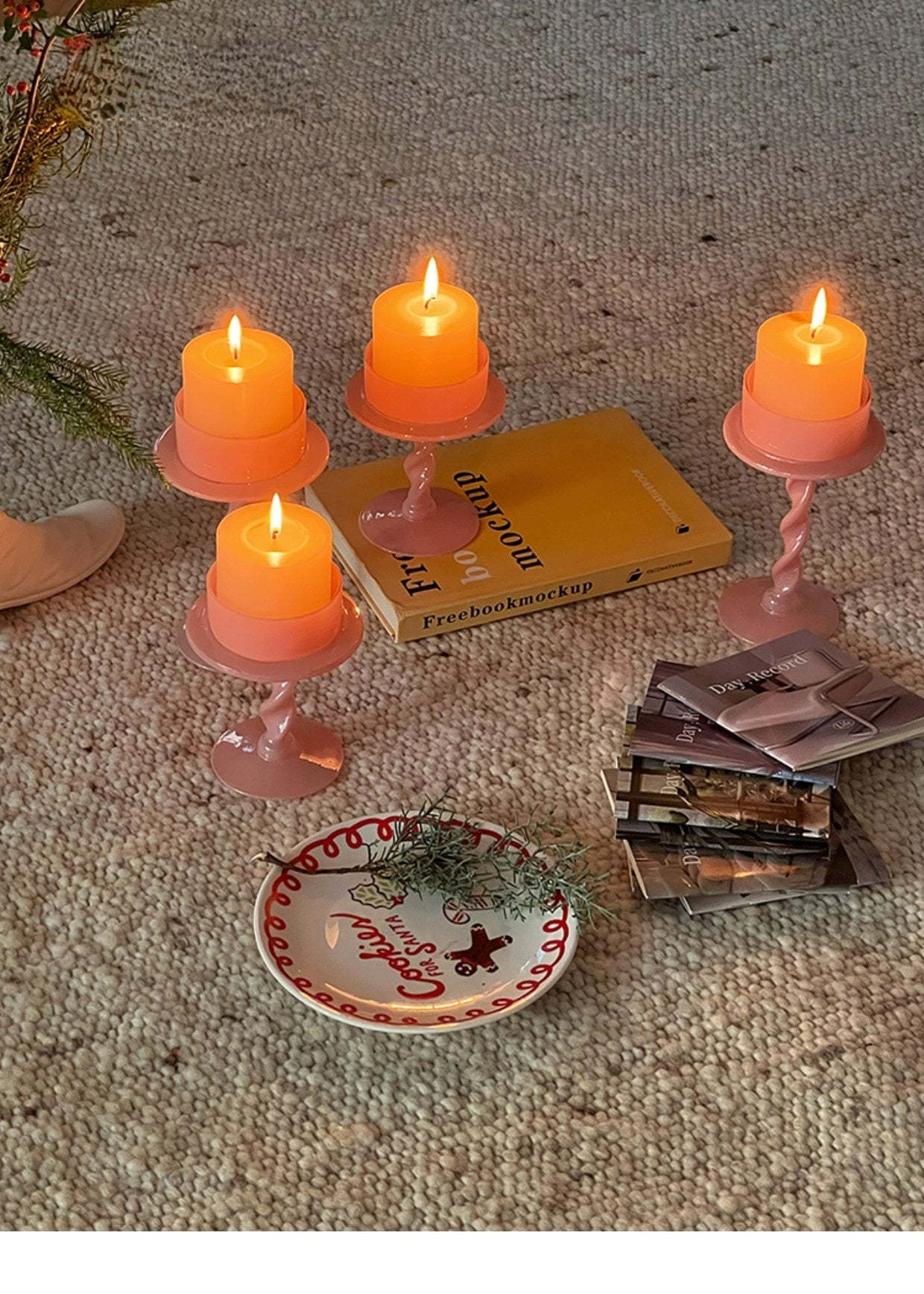 Pink Glass Candle Holder