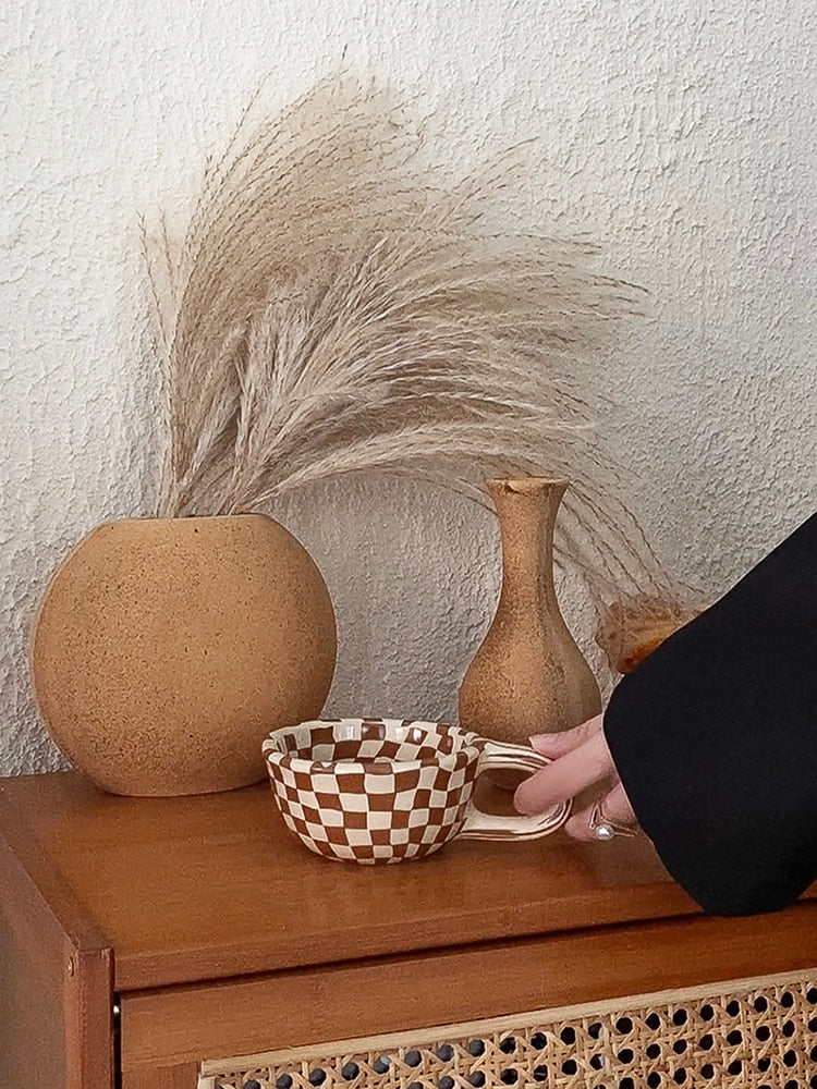 Ceramic Checkerboard Latte Mug