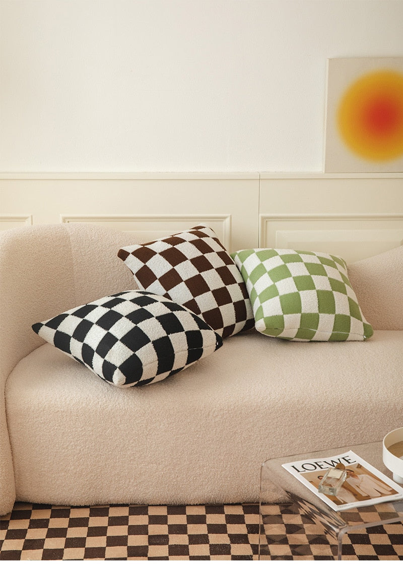 Checkerboard Plaid Plush Pillowcase