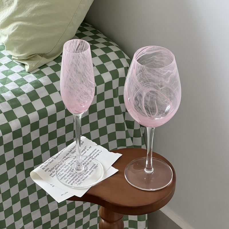 Vintage Pink Wine Glass