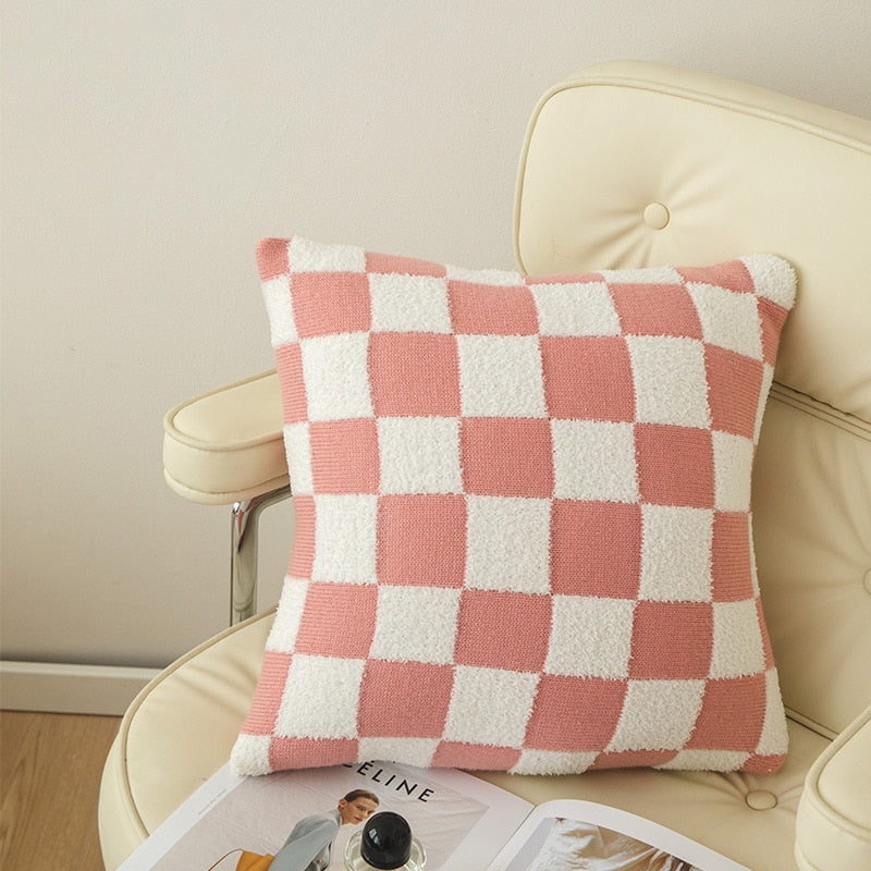 Checkerboard Plaid Plush Pillowcase