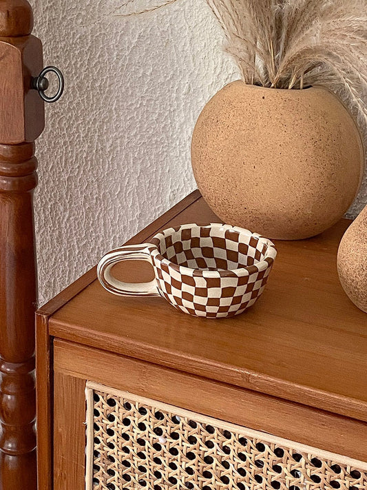 Ceramic Checkerboard Latte Mug