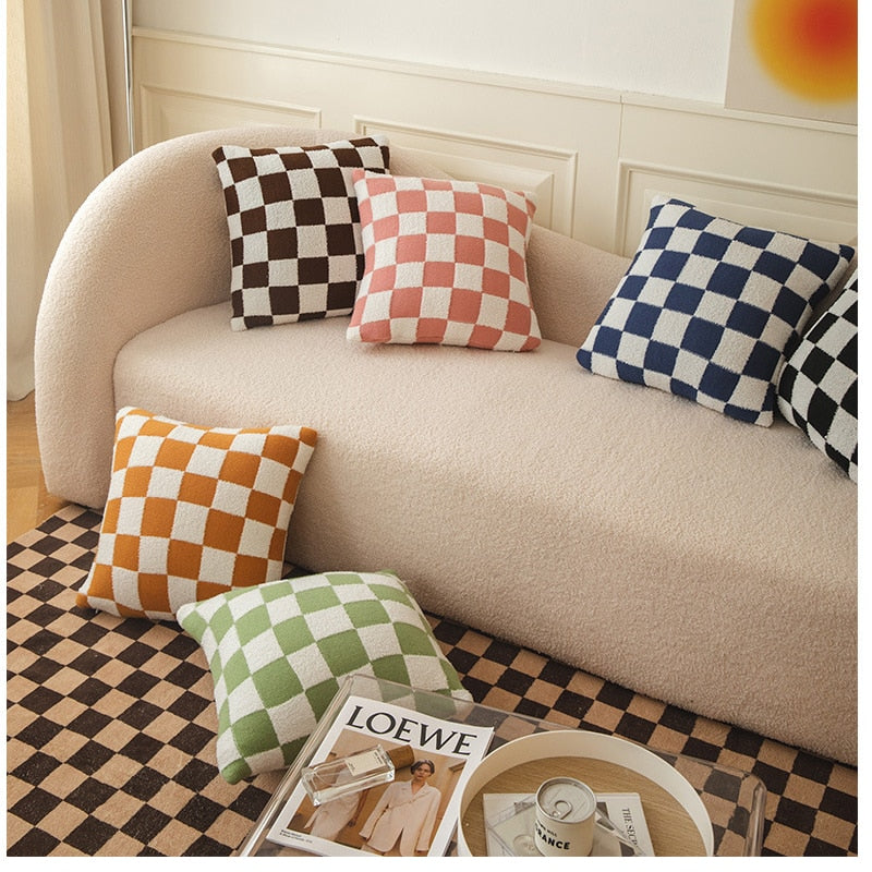 Checkerboard Plaid Plush Pillowcase