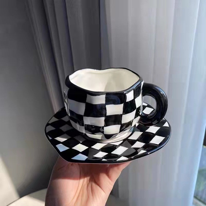 Monochrome Mug & Saucer