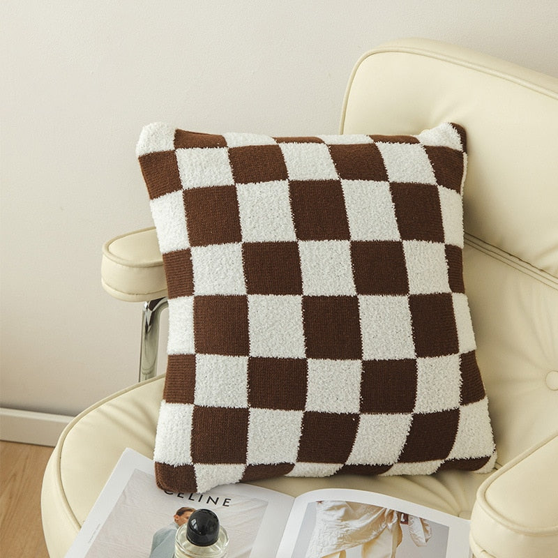 Checkerboard Plaid Plush Pillowcase