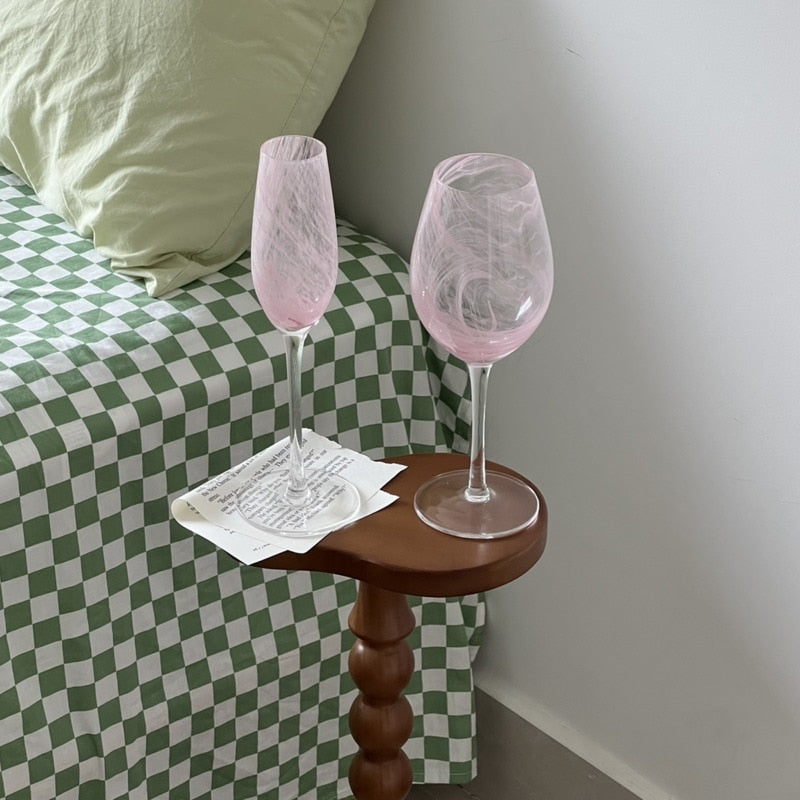 Vintage Pink Wine Glass