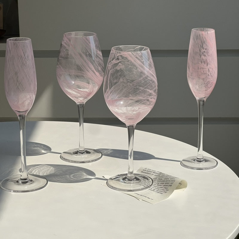 Vintage Pink Wine Glass