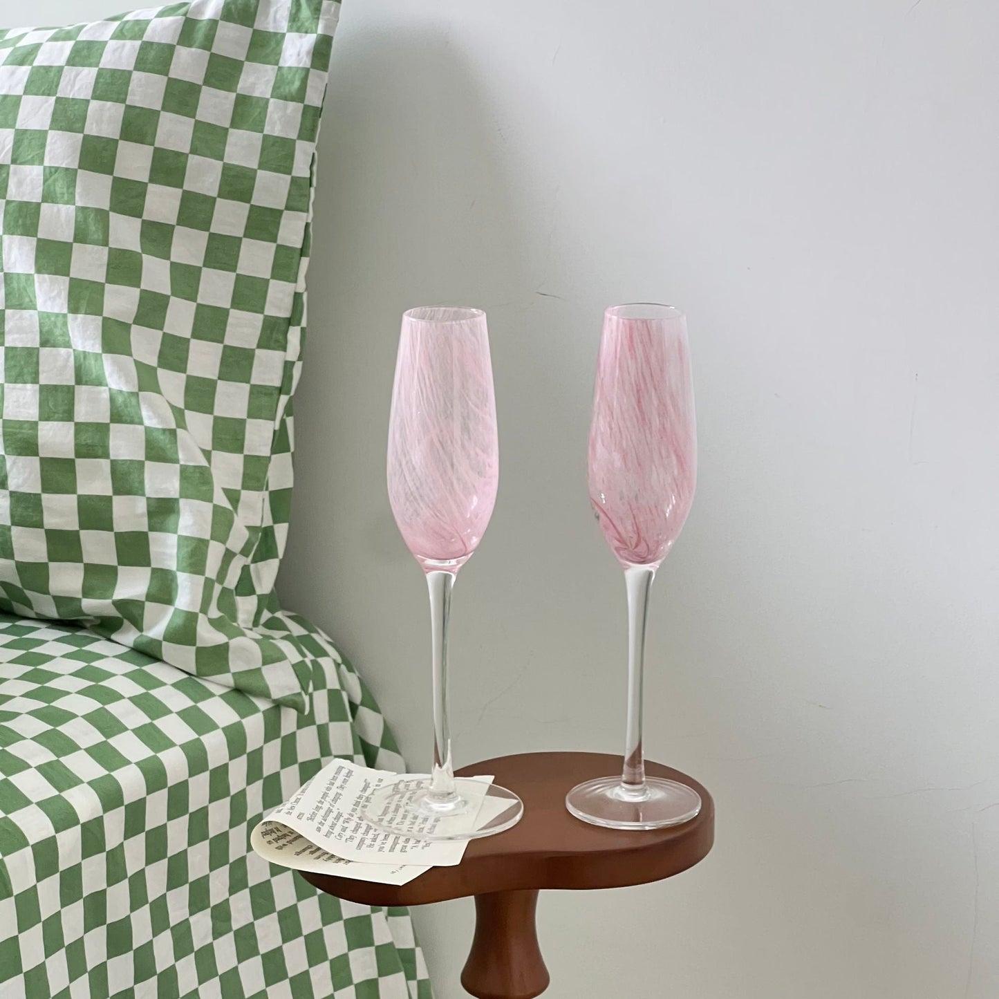 Vintage Pink Wine Glass