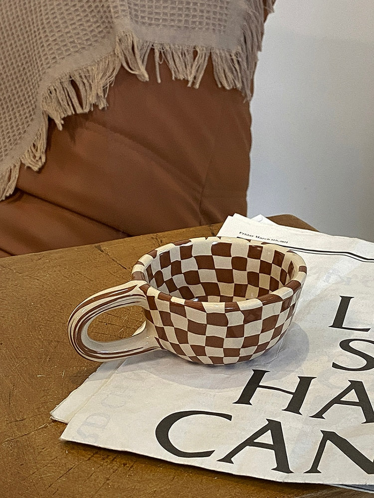 Ceramic Checkerboard Latte Mug