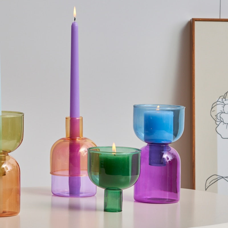 Colorful Glass Candle Holder