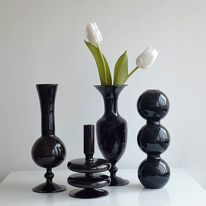 Black Sculptural Glass Vase