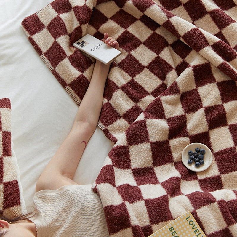 Cozy Checkerboard Fleece Blanket