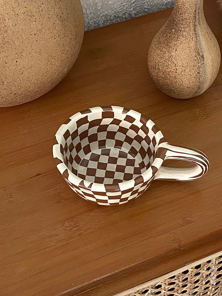 Ceramic Checkerboard Latte Mug