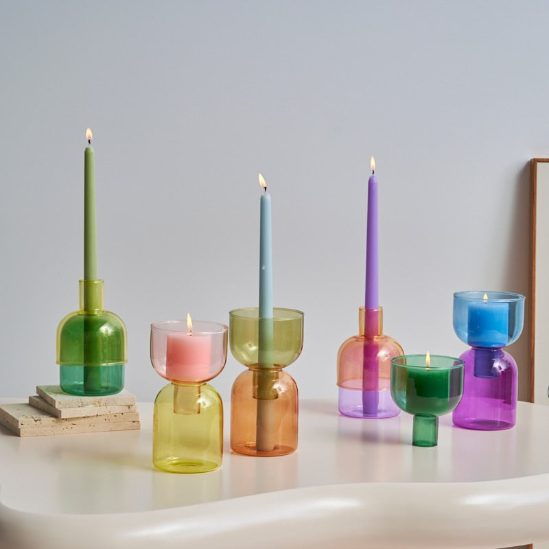 Colorful Glass Candle Holder