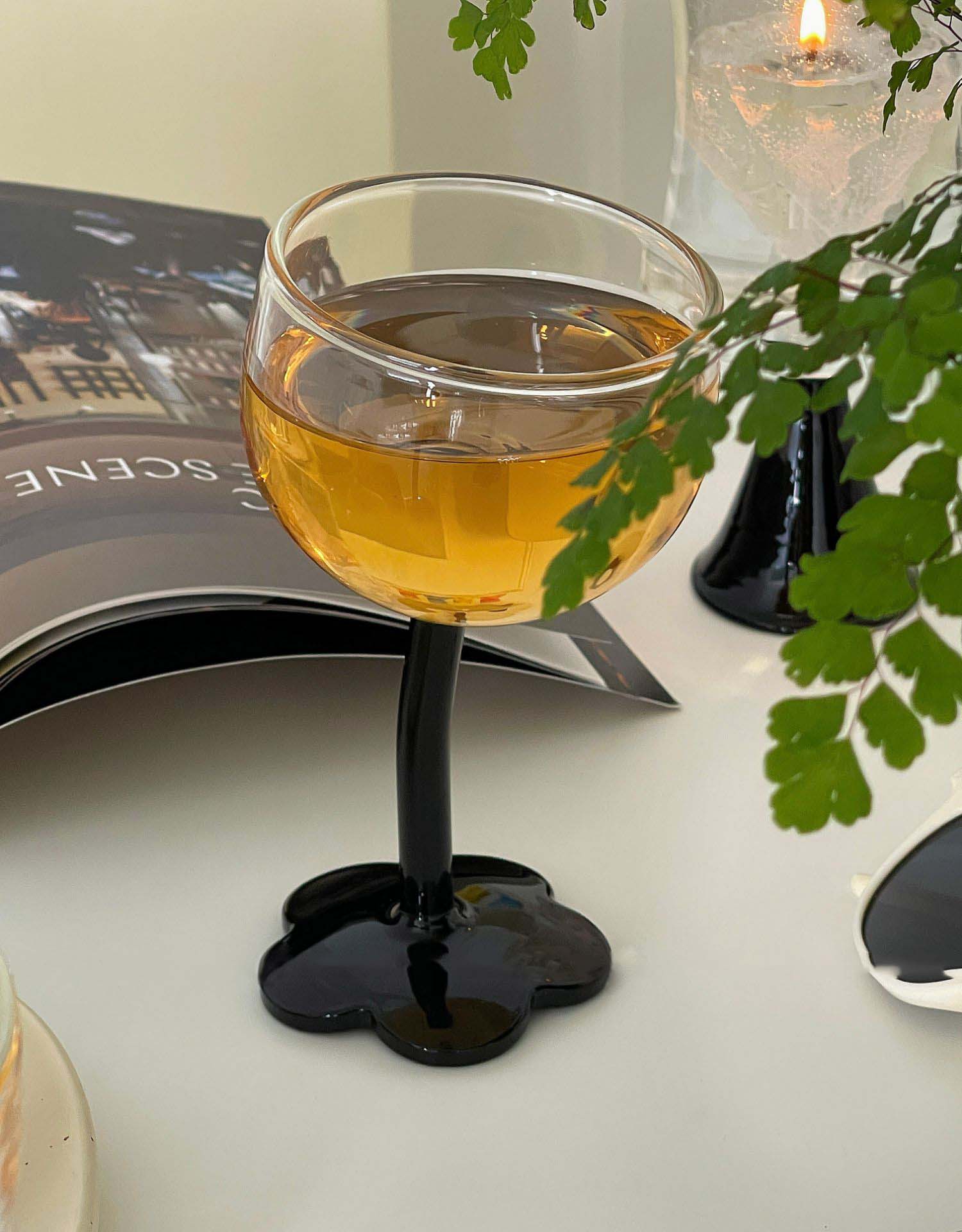 Crooked Flower Wine Glass