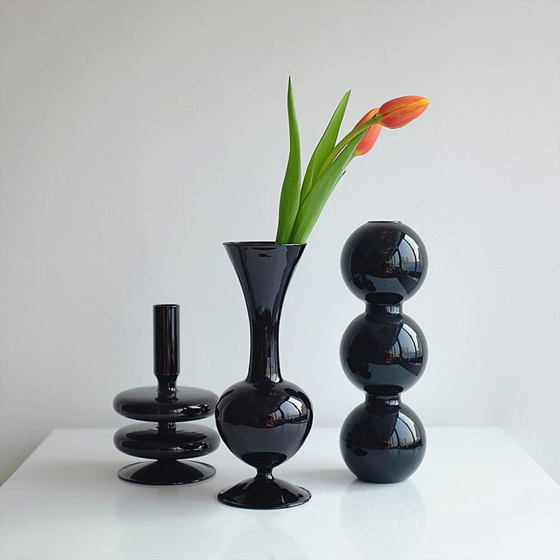 Black Sculptural Glass Vase