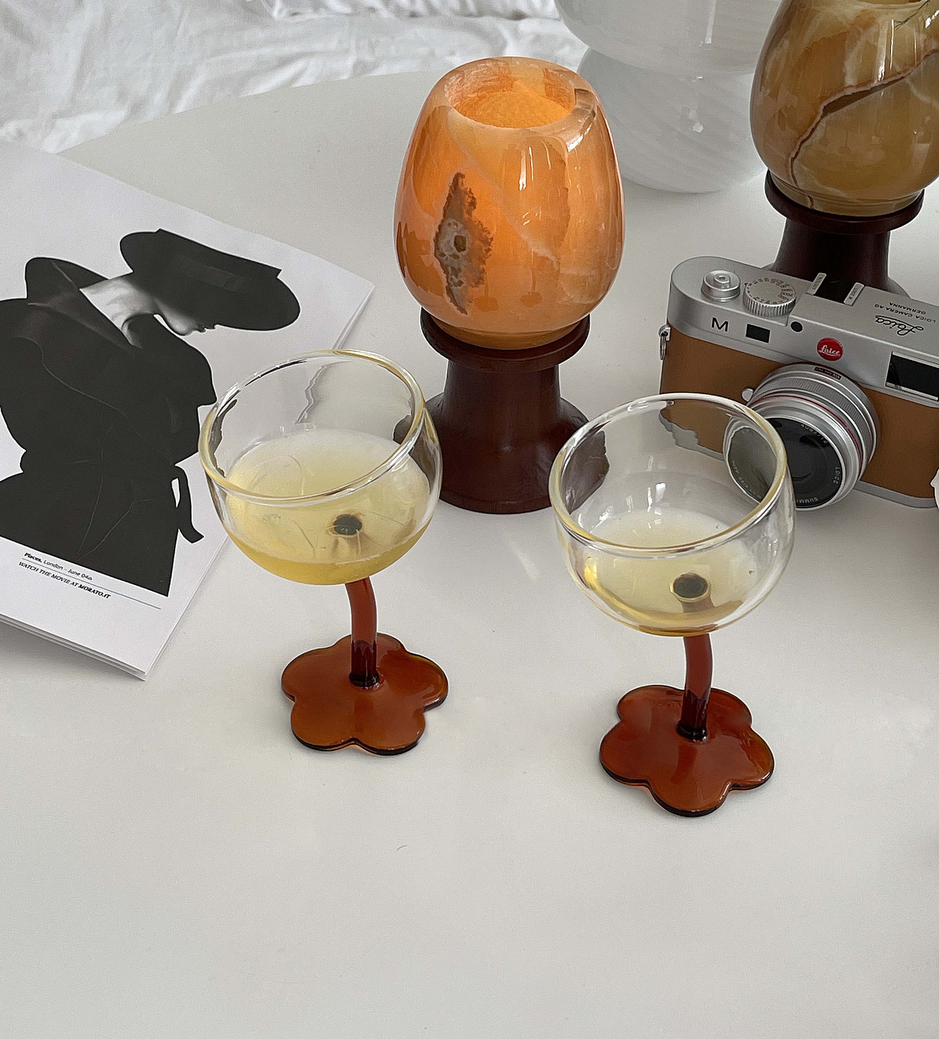 Crooked Flower Wine Glass