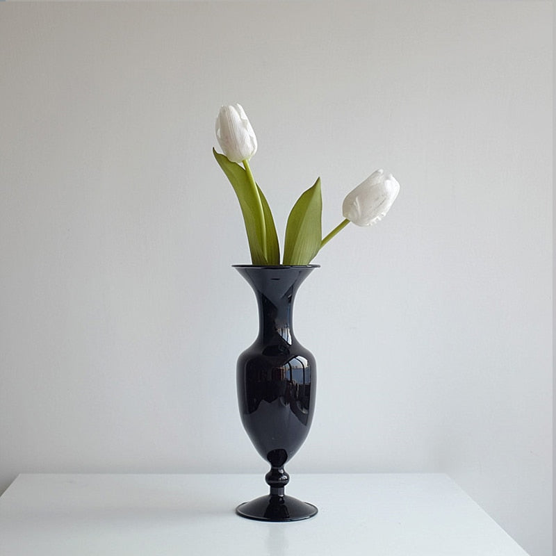 Black Sculptural Glass Vase