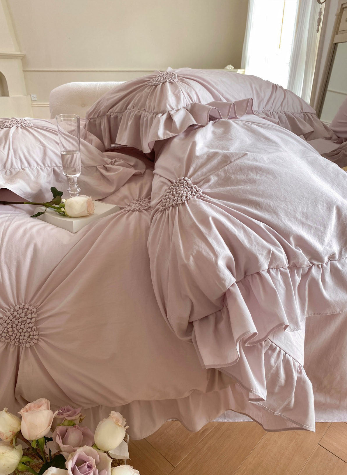 Sweet Heart Embroidered Ruffle Bedding Bundle