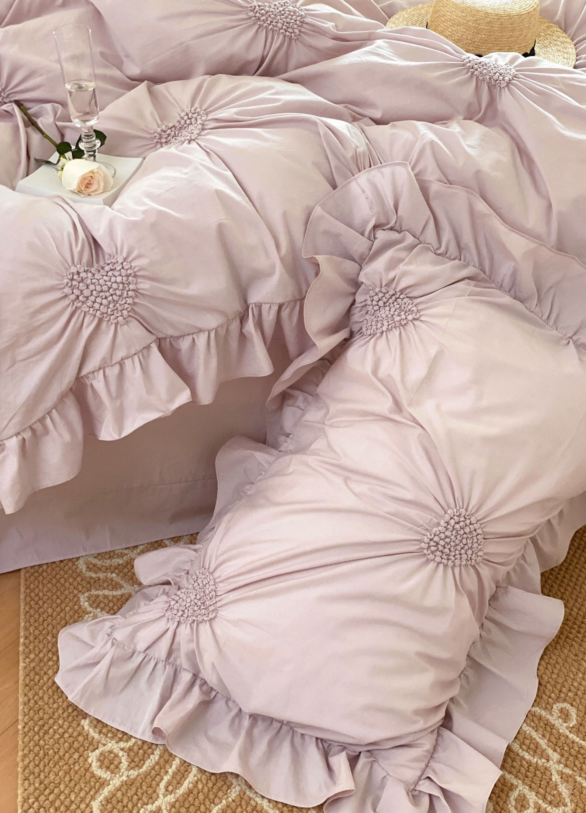 Sweet Heart Embroidered Ruffle Bedding Bundle