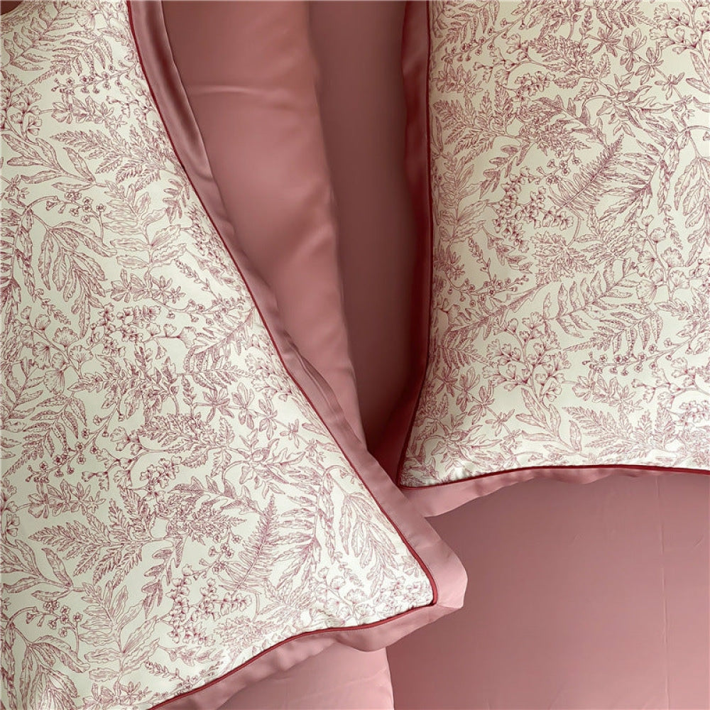 Silky Floral Tencel Bedding Set / Green