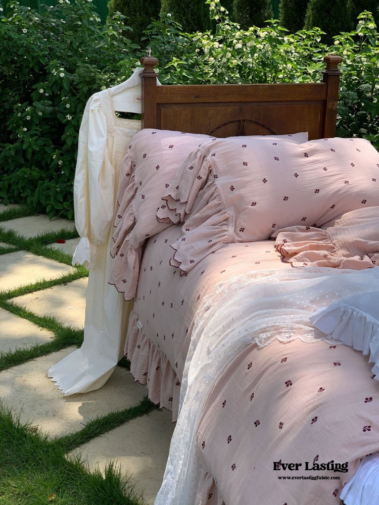 Cottage Pink Ruffle Bedding Set