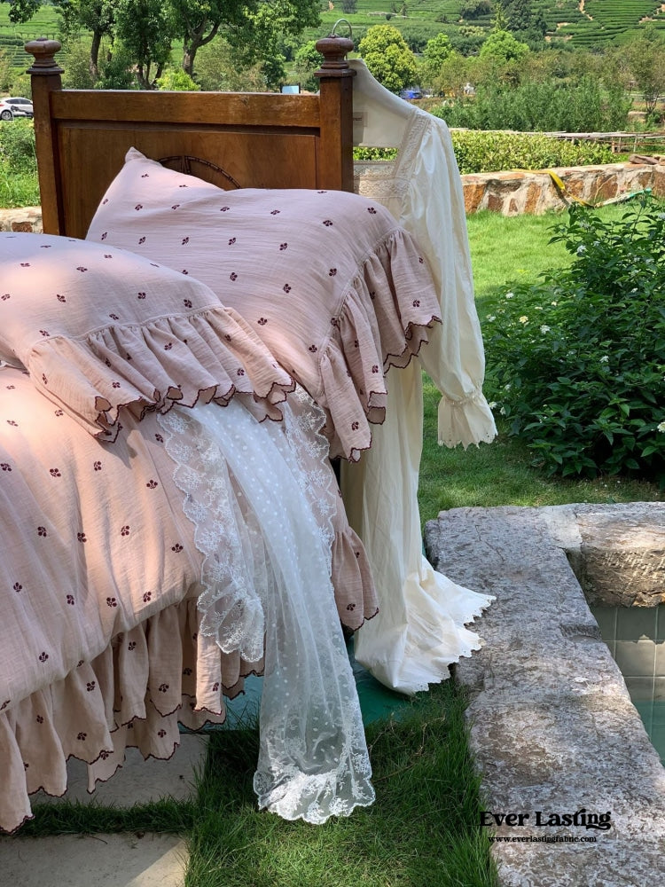 Cottage Pink Ruffle Bedding Set