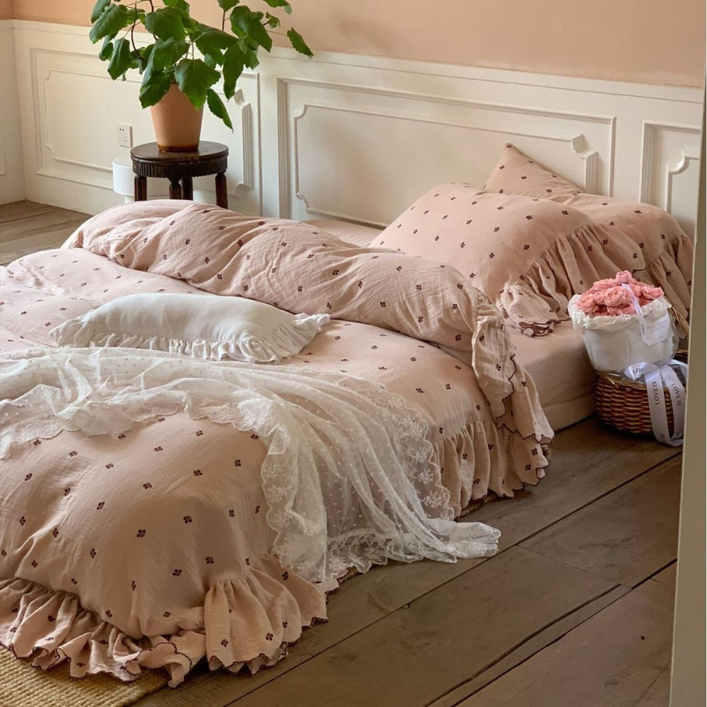 Cottage Pink Ruffle Bedding Set